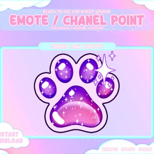 Purple Shiny Paw Twitch Coin Emotes / Channel Points / Cute Pastel / Streamer Graphics / Gamer / Sub Bit Badge