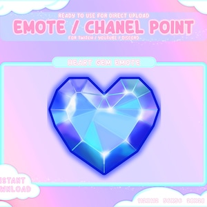 Blue Heart Gem Twitch Coin Emotes / Channel Points / Cute Pastel / Streamer Graphics / Gamer / Sub Bit Badge