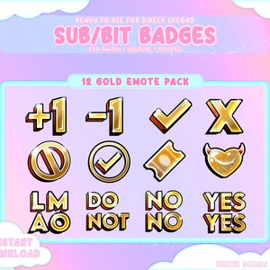 12 Twitch Emotes Pack for Streamers - Gold Text Emote - Text Emote - Emote Pack- Emote Bundle - Lofi - Cute - Twitch - Discord -1 +1