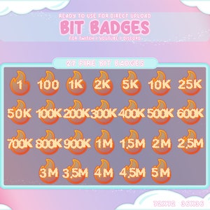 26 Fire Twitch Bit Tier Badges | Twitch Bit Badges | Twitch Badges | Bit Badges | Pack | Fire| Twitch Emotes