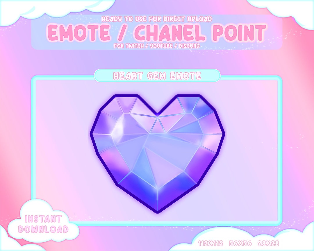 Heart Gem Twitch Coin Emotes / Channel Points / Cute Pastel / Streamer