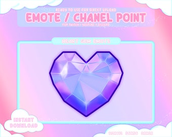 Emotes coeur Gem Twitch Coin / Points de chaîne / Pastel mignon / Graphismes streamer / Gamer / Badge Sub Bit