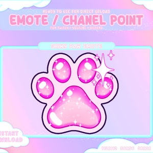 Pink Shiny Paw Twitch Coin Emotes / Channel Points / Cute Pastel / Streamer Graphics / Gamer / Sub Bit Badge
