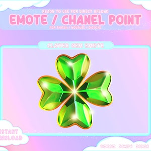 Shiny Clover Gem Twitch Coin Emotes / Channel Points / Clover Emote/ Streamer Graphics / Gamer / Sub Bit Badge