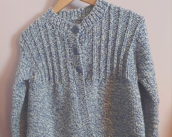 Girls homemade Large to Extra Large blue sweater cardigan