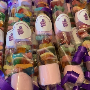 Large Sweet kebabs, sweet cones, party bags, party favours. Birthday party, themed party favours.