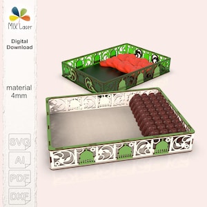 SVG-Dateien Eid Ramadan Dessert Tablett Laserschnitt. Ramadan Mubarak Dessert Gebäck Party Serviertablett Wohndekoration.