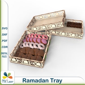 SVG Files Eid Ramadan Dessert Tray Laser Cut. Ramadan Mubarak Dessert ...
