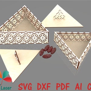 Eid Ramadan Mubarak Fruits secs cadeau Découpe laser Fichiers SVG DXF Boîte. Fichiers de conception laser de stockage de boîte de nourriture de bonbons de dessert de Ramadan Mubarak. image 6