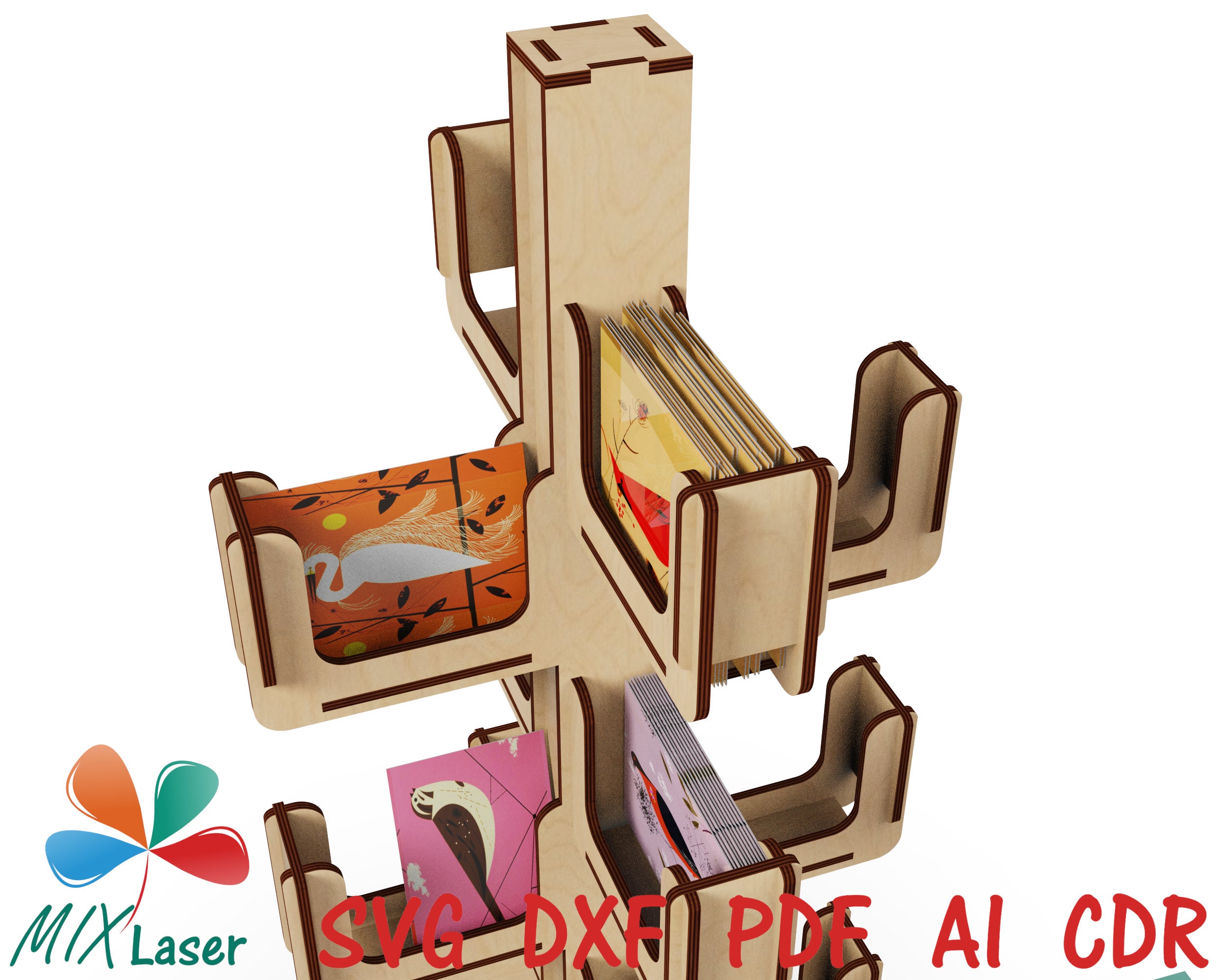 Rotating Card Display Stand Laser SVG DXF Cutting Files for Etsy UK