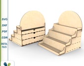 Countertop retail display Wood stand Laser cut 4 Shelf Craft fair design Craftshow Wooden box CNC Vector files DXF SVG Glowforge cutting