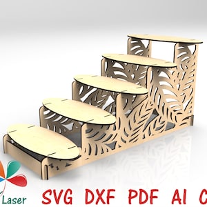 Laser Cut Display Stand SVG, Glowforge-kompatibel, 4- und 5-Tier-Regaldesign für Kunsthandwerksmessen und Events
