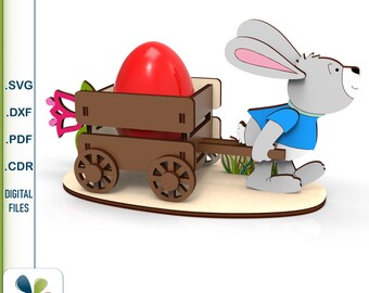 SVG files Easter Bunny Egg Holder  laser cut design. Easter Bunny Egg gift packaging