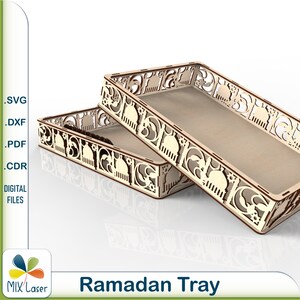 SVG Files Eid Ramadan Dessert Tray Laser Cut. Ramadan Mubarak Dessert ...