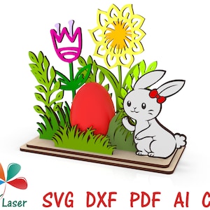 SVG Lasercut Dateien Osterhase Eierhalter, Osterhase Eierständer Glowforge Laserschnittvorlagen, Ostern DXF cnc Vektor Design Laserpläne.