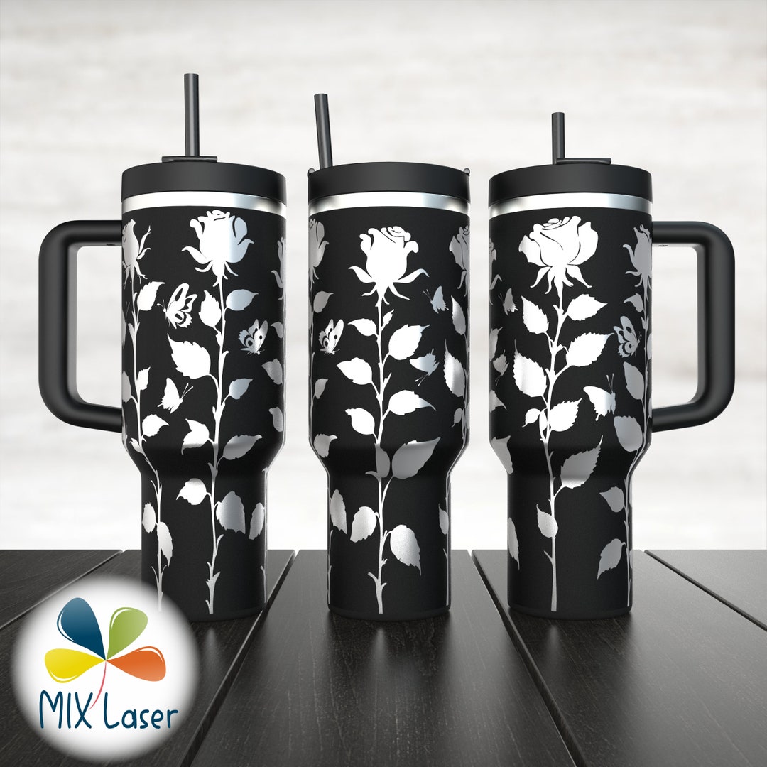Roses Tumbler SVG Laser Engraved Wrap File, Full 40oz Tumbler Wrap ...