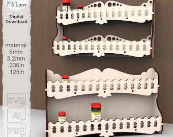 Laser Cut Spice Rack Design, Kitchen Organizer SVG DXF PDF