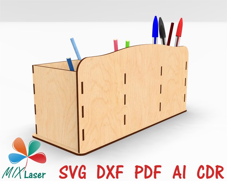 Pencil Desk Organizer Laser Cut Files. Vector Cnc Dxf Svg Pdf Etsy