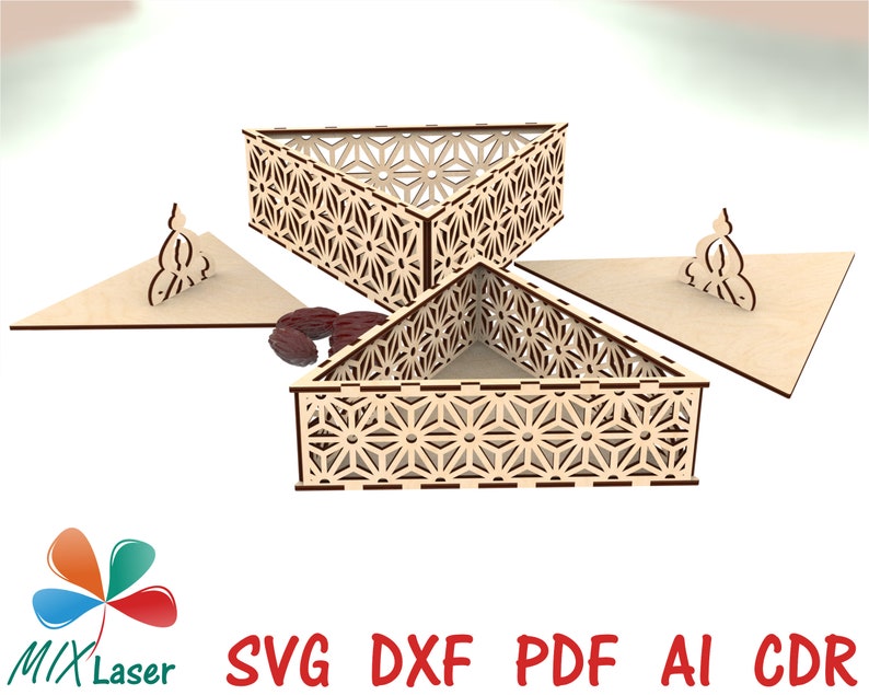 Eid Ramadan Mubarak Fruits secs cadeau Découpe laser Fichiers SVG DXF Boîte. Fichiers de conception laser de stockage de boîte de nourriture de bonbons de dessert de Ramadan Mubarak. image 5