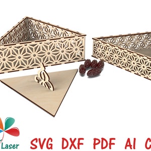 Eid Ramadan Mubarak Fruits secs cadeau Découpe laser Fichiers SVG DXF Boîte. Fichiers de conception laser de stockage de boîte de nourriture de bonbons de dessert de Ramadan Mubarak. image 4