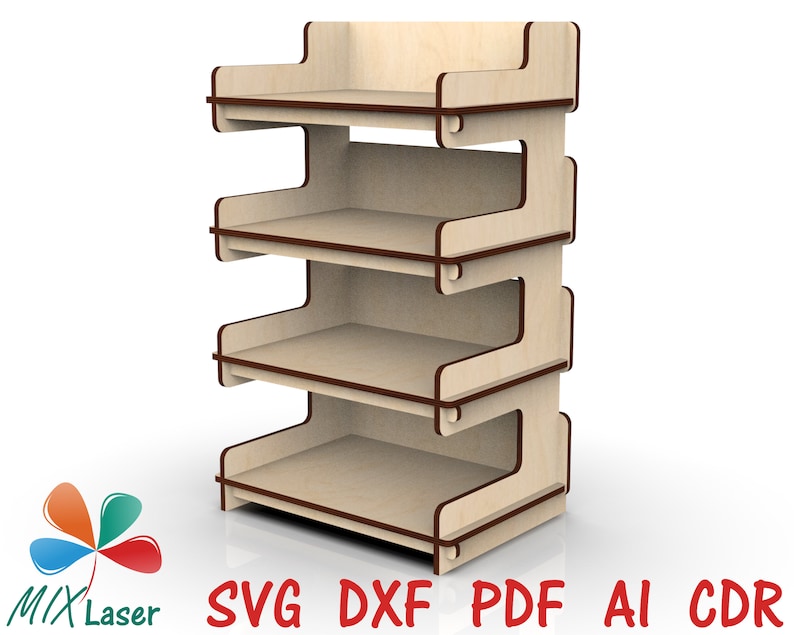 Two 4 Tier Collapsible Display Shelf Stands SVG Laser Design Etsy