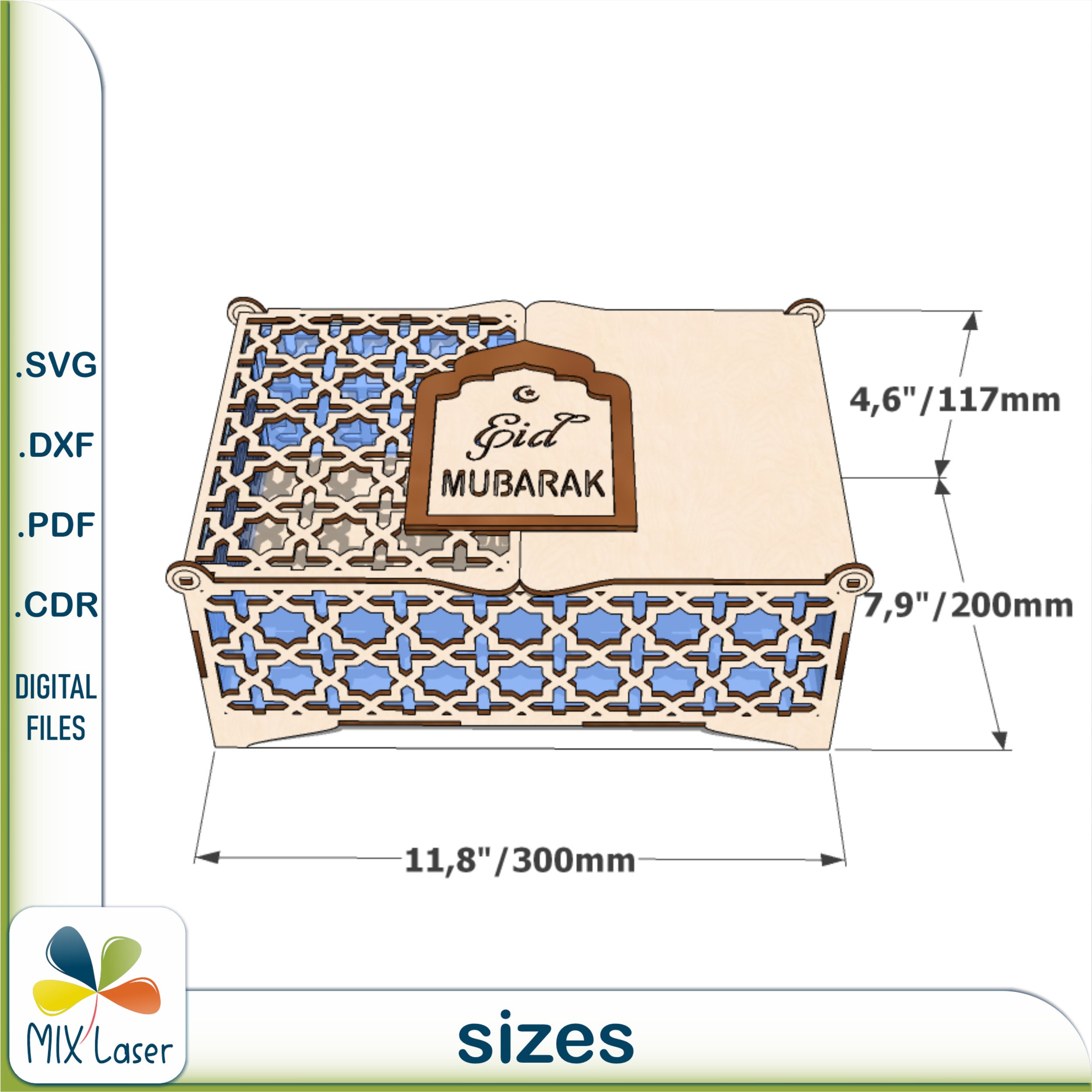 SVG Files for Ramadan Eid Mubarak Laser Cut Gift Box. Vector Digital ...