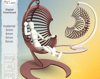Doll Hanging Egg Chair SVG, Laser Cut Cocoon Swing Template (Digital Download)