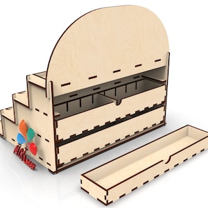 Archivos SVG cortados con láser Glowforge para expositores de artesanía. Archivos cortados con láser para expositores con cajas. Archivos de diseño láser CNC DXF para expositores.