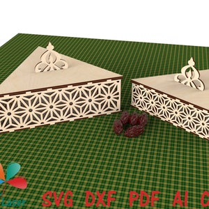 Eid Ramadan Mubarak Fruits secs cadeau Découpe laser Fichiers SVG DXF Boîte. Fichiers de conception laser de stockage de boîte de nourriture de bonbons de dessert de Ramadan Mubarak. image 7