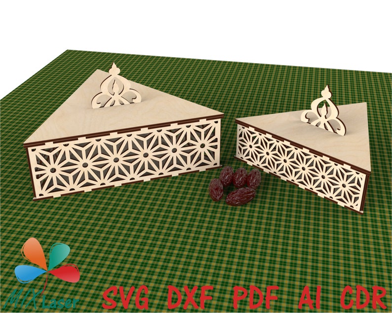 Eid Ramadan Mubarak Fruits secs cadeau Découpe laser Fichiers SVG DXF Boîte. Fichiers de conception laser de stockage de boîte de nourriture de bonbons de dessert de Ramadan Mubarak. image 7