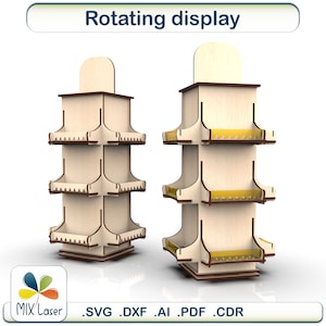 Laser cut files rotating craft show display stand SVG, craft fair display stands vector files for laser,  display for shop laser cut model.