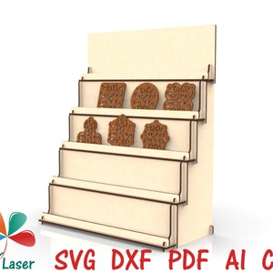 5 Tiered Display Stand Lasercut Glowforge SVG-Dateien - Handwerk Messe Stand DXF-Dateien für Laserschneider - Messe Tiered Tabletop Display