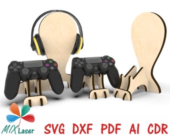 Organiseur de support pour casque pour fichiers laser. Fichiers découpés au laser Téléchargement instantané SVG DXF. Limes cnc pour le bois. Plan de découpe laser SVG vectoriel.