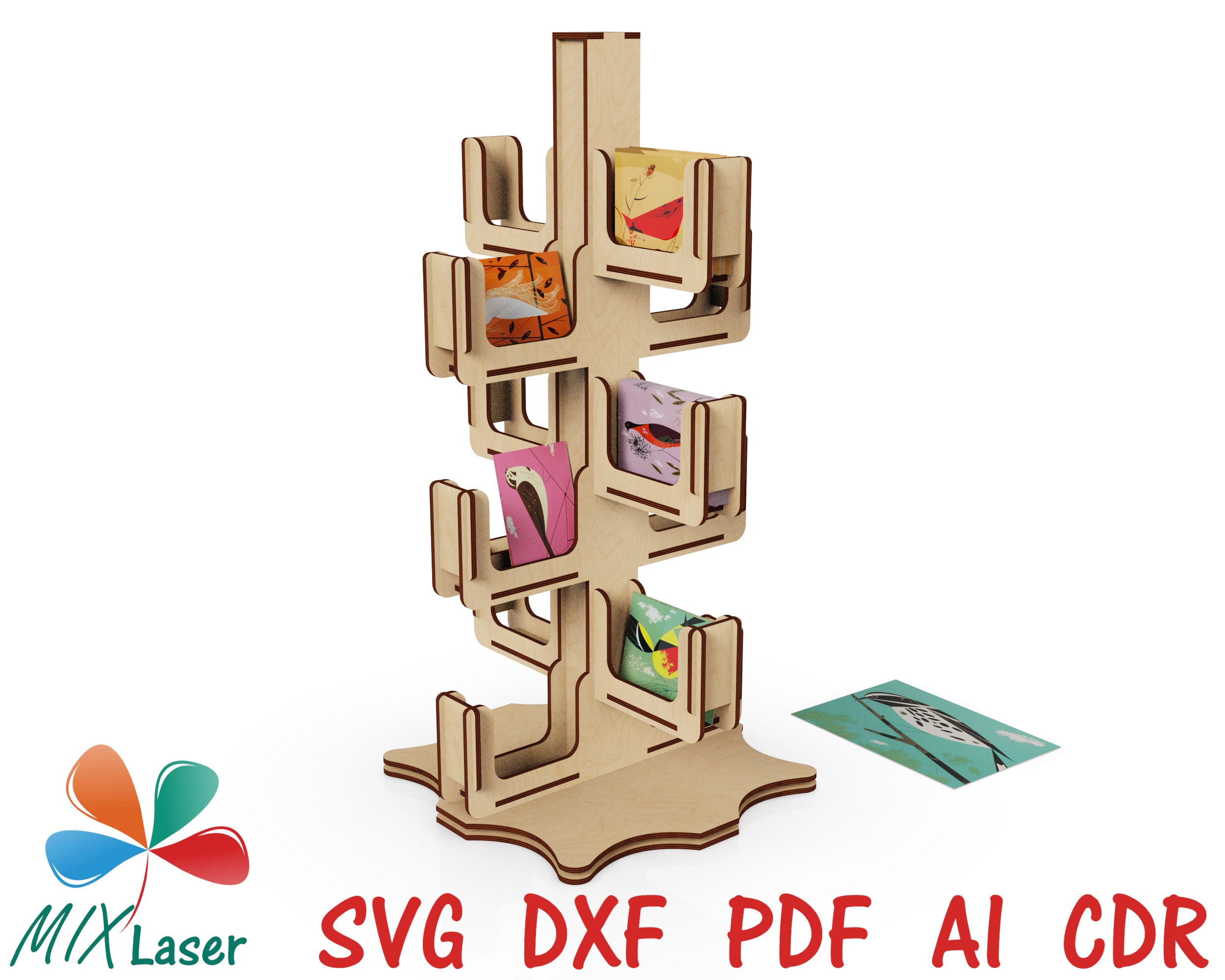 Rotating Card Display Stand Laser SVG DXF Cutting Files for Etsy UK