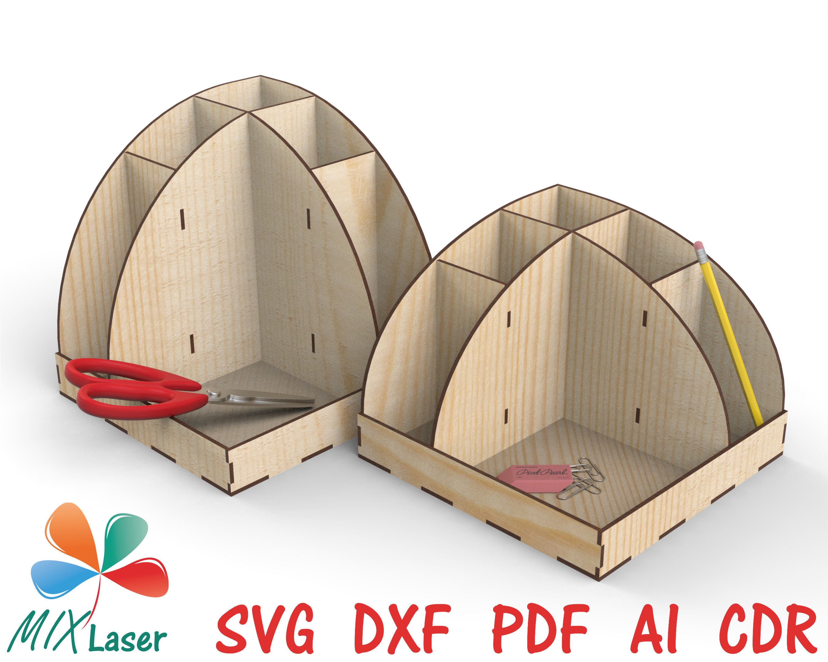 Laser Cut Desktop Organizer - SVG DXF CNC Vector Files for Glowforge ...