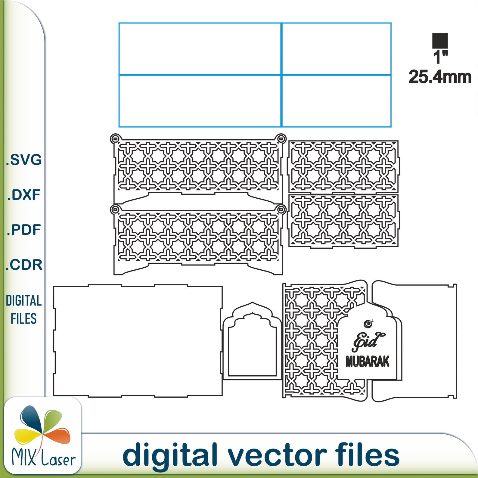 SVG Files for Ramadan Eid Mubarak Laser Cut Gift Box. Vector Digital ...