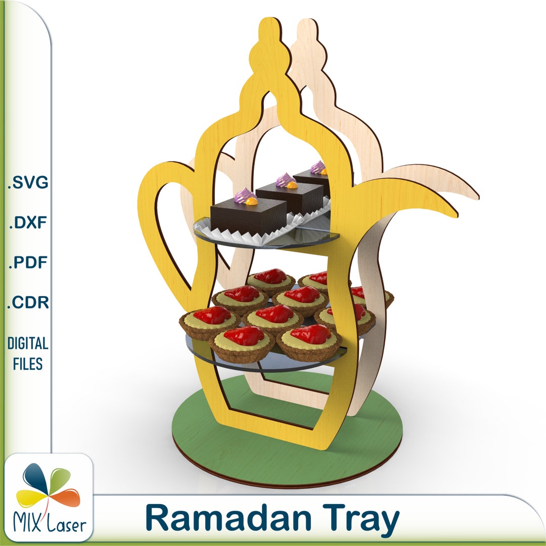 Dxf Svg Files Ramadan Tray - Eid Mubarak Party Dessert/snack/fruits ...
