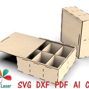 Three boxes bundle -  laser cut box with dividers - three sizes boxes - SVG DXF CNC Glowforge Laser cutting vector templates.