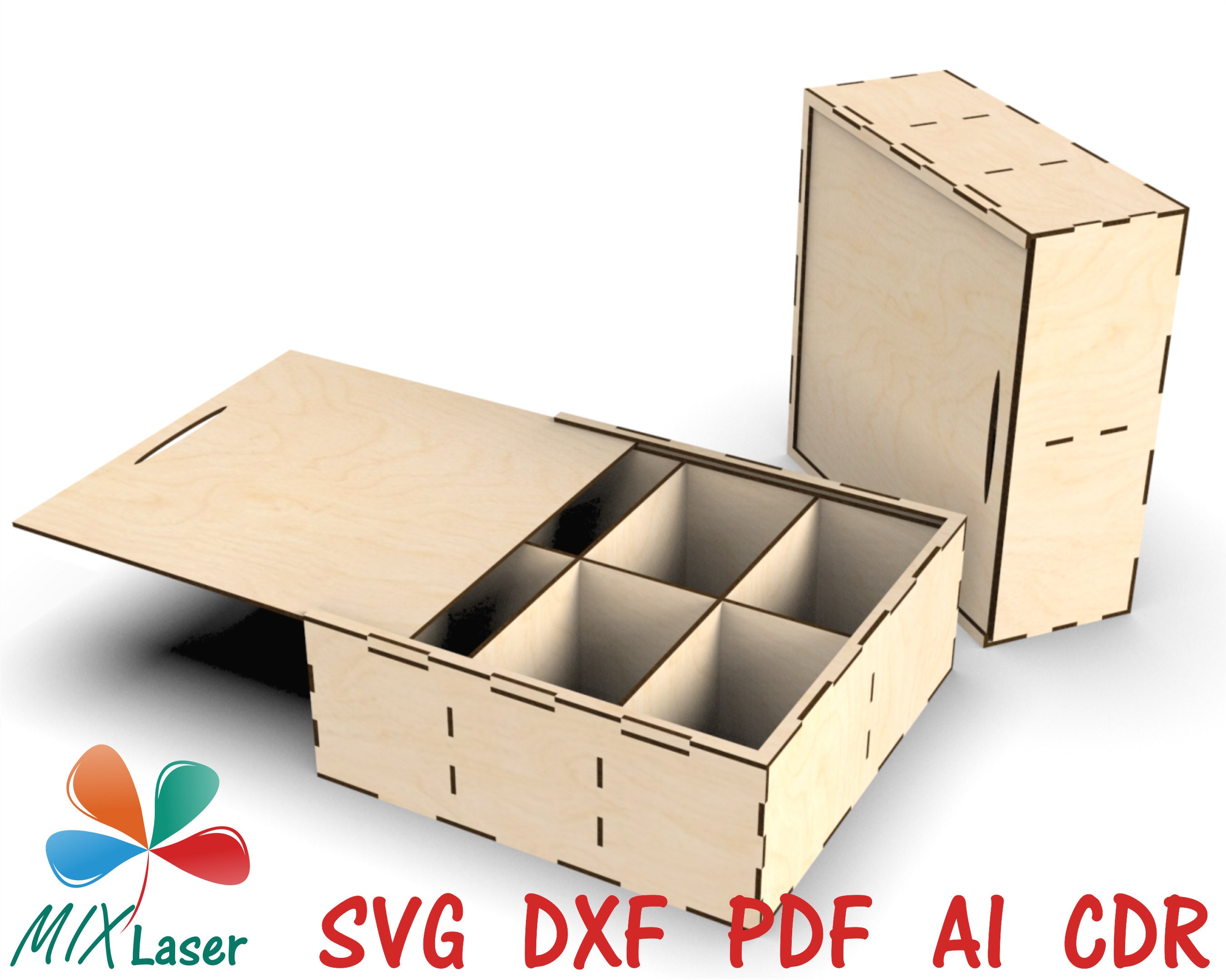 Three Boxes Bundle Laser Cut Box With Dividers Three Sizes Boxes