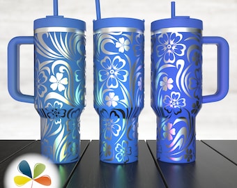 Floral Seamless Pattern for Laser Engraving on 40 oz Stanley Tumblr