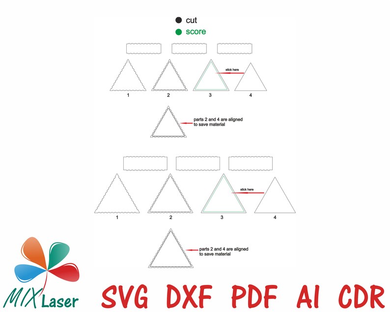 Laser cut project Triangle wooden Box. Vector SVG DXF CNC