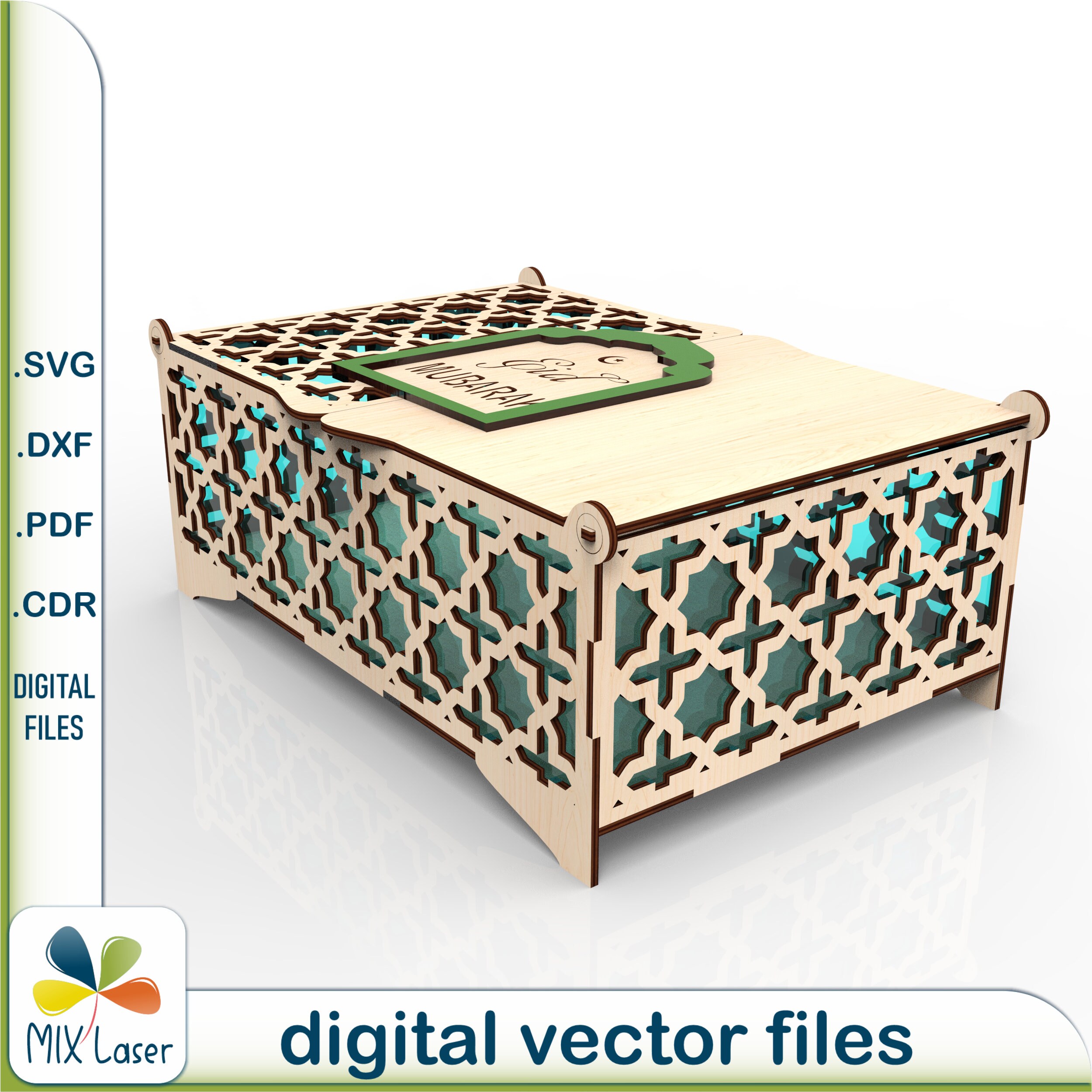 SVG Files for Ramadan Eid Mubarak Laser Cut Gift Box. Vector Digital ...