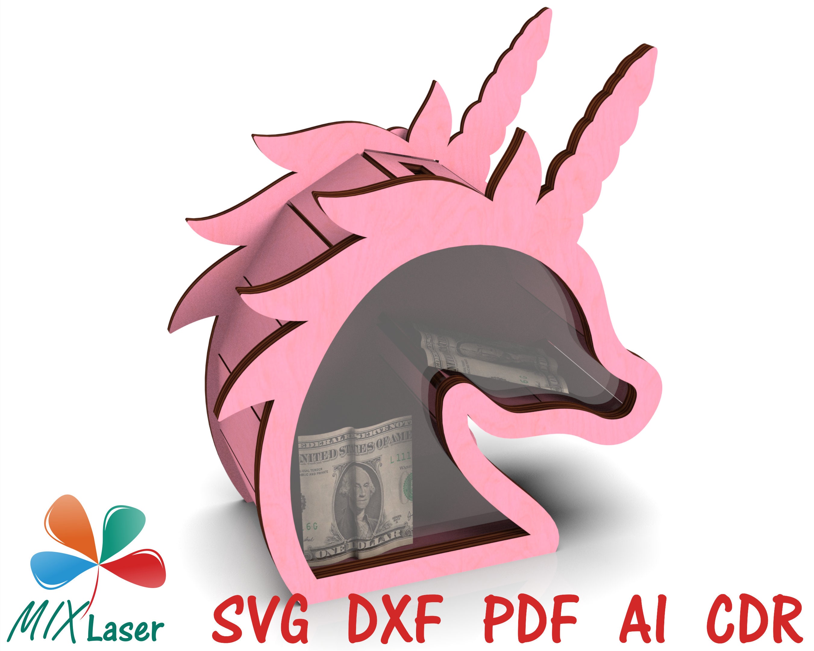Unicorn Money Bank Laser Vector Cutting Plans Etsy Australia