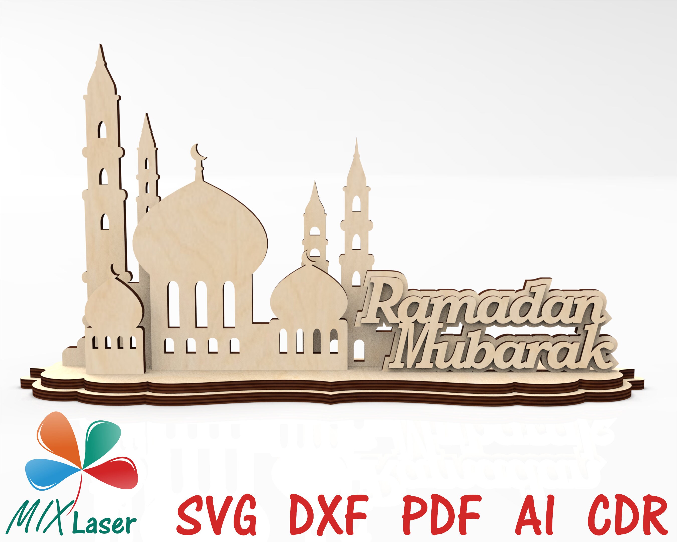 SVG Files for Ramadan Mubarak Table Sign – Layered Mosque Laser Cut ...