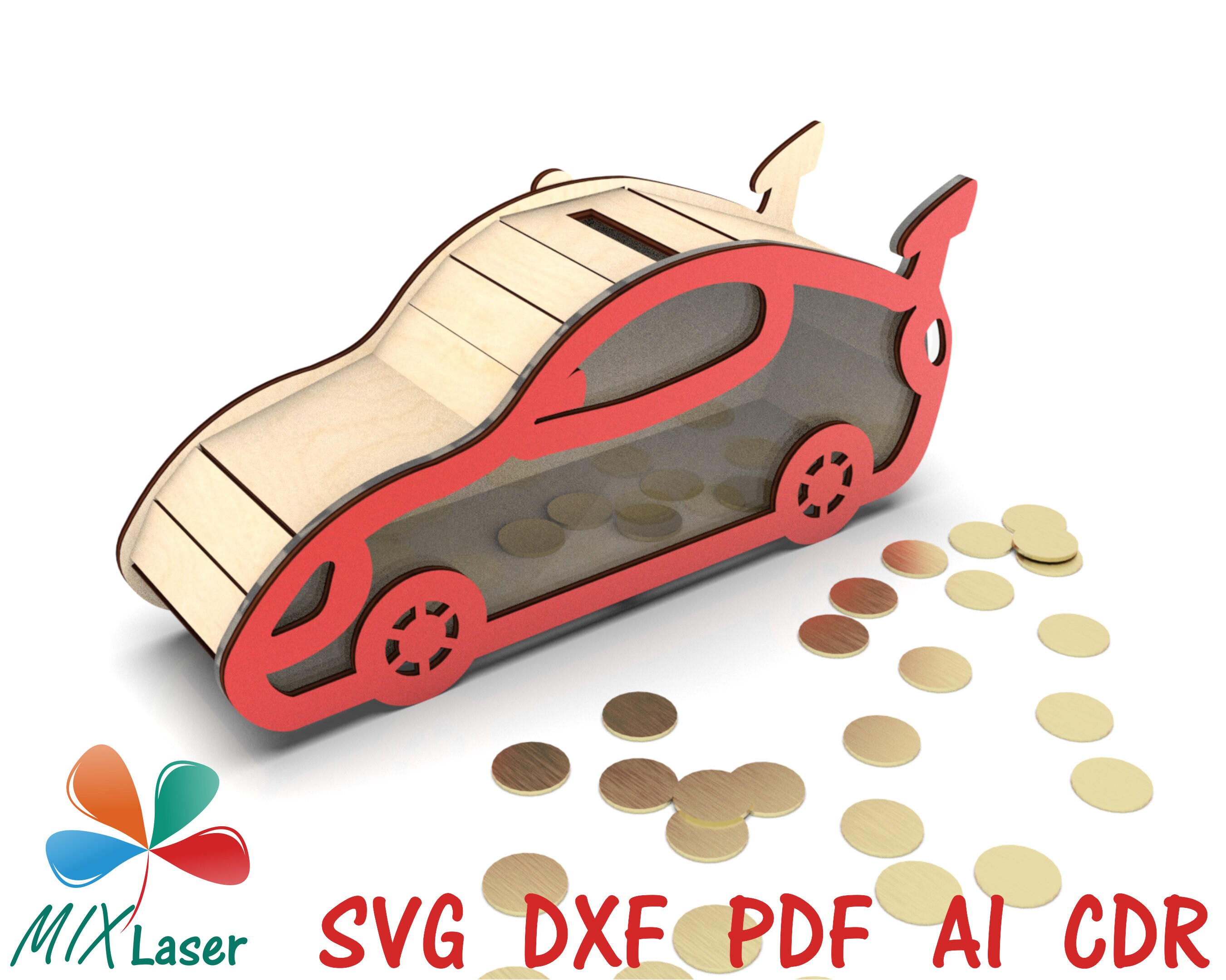 Car Piggy Bank Svg Wooden Piggy Bank Laser Cut Files Cash Etsy