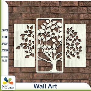 Wanddekor SVG DXF Laser geschnitten Vektorprojekte. Apfelbaum Wandkunst Glowforge Laser CNC Vorlagen.