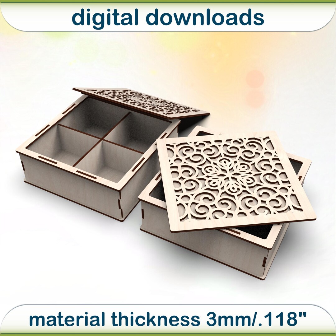 Gift Box With Dividers | Jewelry Box | Digital Files for Laser Cutting ...
