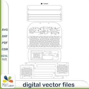 Support pour le coran et le tapis de prière, fichiers de découpe laser CNC plans de coupe vectorielle pour support de coran, tapis de prière DXF image 6