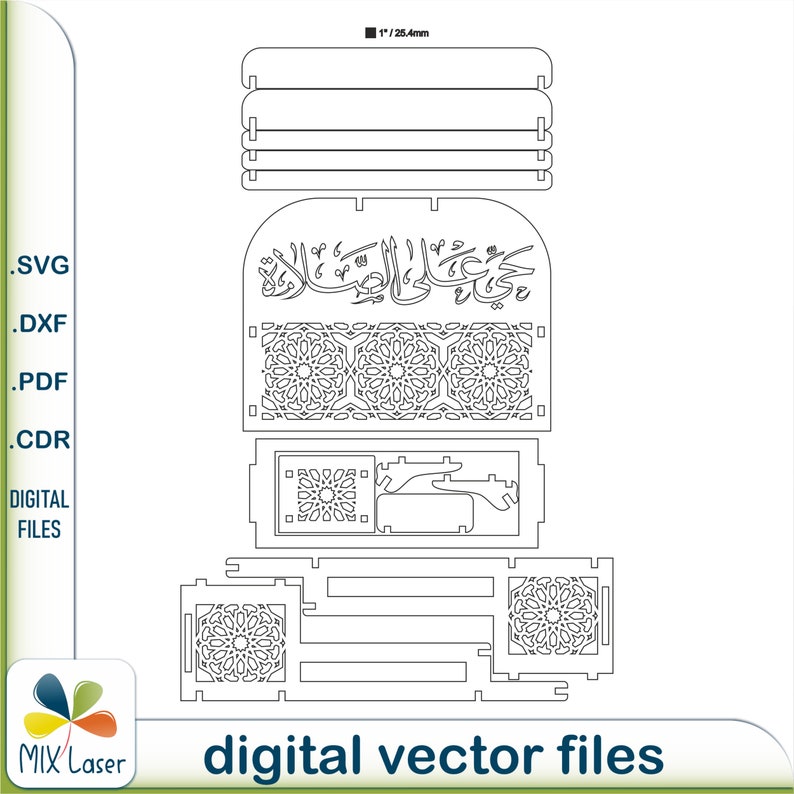 Support pour le coran et le tapis de prière, fichiers de découpe laser CNC plans de coupe vectorielle pour support de coran, tapis de prière DXF image 6