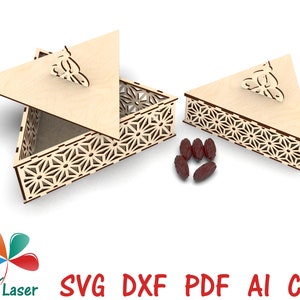 Eid Ramadan Mubarak Fruits secs cadeau Découpe laser Fichiers SVG DXF Boîte. Fichiers de conception laser de stockage de boîte de nourriture de bonbons de dessert de Ramadan Mubarak. image 1